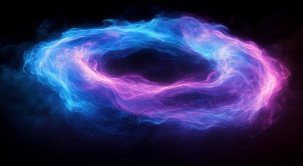 Poster - Colorful swirling nebula in deep space with vibrant hues of blue and pink during cosmic night