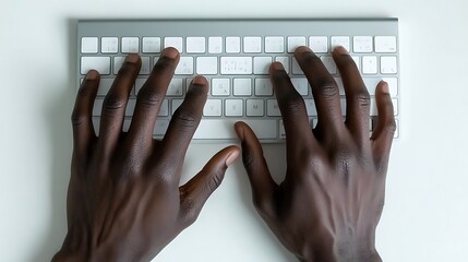 Poster - Hands typing on a keyboard, emphasizing technology and communication.