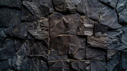 Poster - Black Stone Texture Background: Dark Cement, Concrete Grunge, Gray Marble Pattern