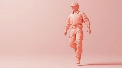 Wall Mural - 3d construction worker floating in air