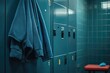 © MrHamster - Blue Towel Hanging on a Teal Locker Door in a Locker Room