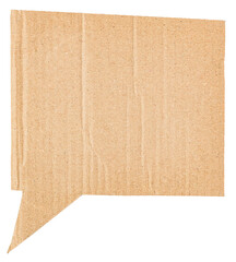 Poster - Blank cut out brown corrugated cardboard paper speech bubble of rectangular shape with copy space for text on transparent background