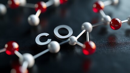 Poster - A close-up of a molecular structure featuring carbon monoxide (CO) representation.