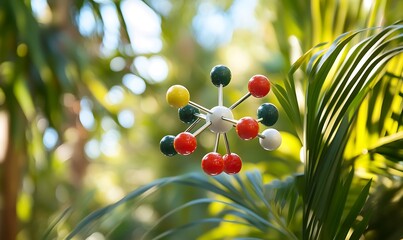 Poster - A molecular model set against a lush green background, symbolizing scientific exploration.