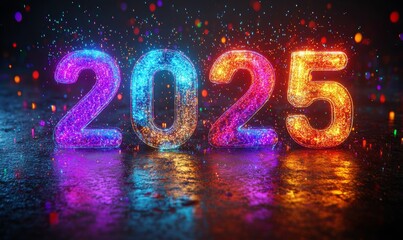 Happy New Year Background Design 2025. An illustration for a greeting card, banner, or poster.