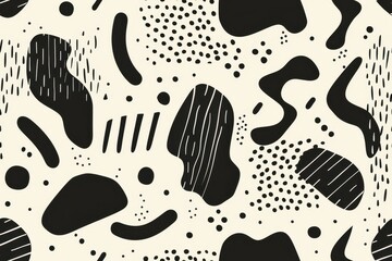 Poster - Minimal Seamless Pattern with Abstract Shapes and Dots