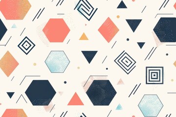 Poster - Minimal Seamless Pattern with Geometric Shapes