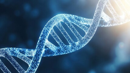 Poster - Glowing Digital DNA Strand Close-Up