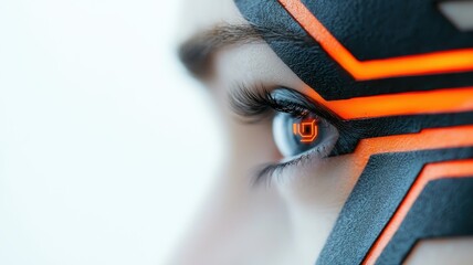 Poster - Futuristic Portrait with Circuit-Inspired Makeup