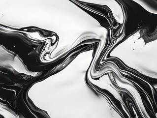 Poster - Abstract Black and White Fluid Art Design