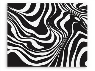 Poster - Modern Abstract Black and White Wave Pattern Poster
