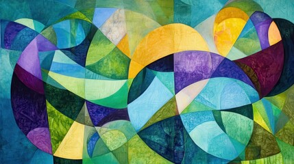 Aufkleber - Vibrant Abstract Painting with Dynamic Shapes and Colors