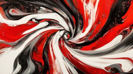 Poster - Spiraling Abstract Red and Black Oil Painting on Canvas