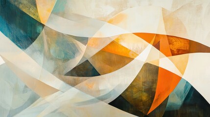 Poster - Abstract Painting with Soft Colorful Curves and Shapes