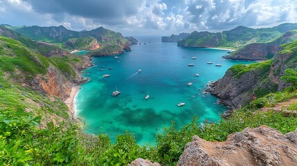 Wall Mural - Tropical Island Paradise with Clear Blue Waters