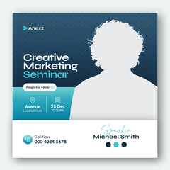 Wall Mural - online webinar or conference invitation social media post banner design template for corporate busin