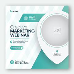 Wall Mural - online webinar or conference invitation social media post banner design template for corporate busin