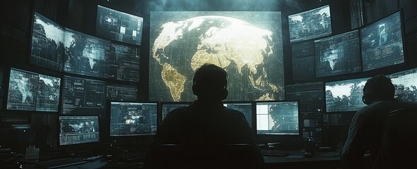 Poster - A high-tech command center monitors global operations