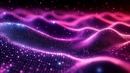 Abstract Pink Purple Wave Dots Background.