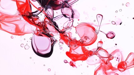 Poster - Close-up view of ink drops dissolving in water, creating organic and fluid shapes on a white background.