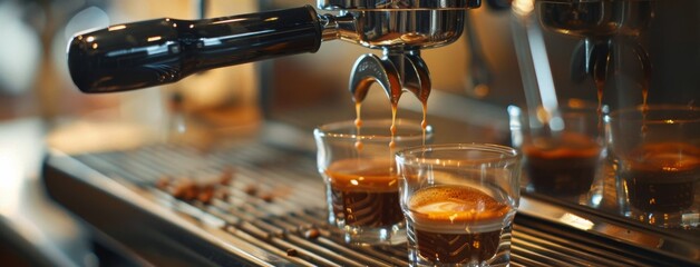 Sticker - Espresso Machine Pouring Fresh Espresso Into a Glass Cup