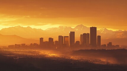 Denver skyline with majestic mountains in the background, Denver, skyline, mountains, Colorado, cityscape .