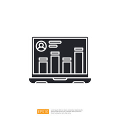 Poster - A laptop displaying a user profile and bar graph data, representing analytics or performance metrics.