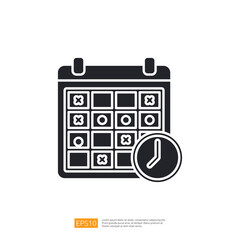 Poster - A graphic representation of a calendar with marked dates and a clock, symbolizing scheduling or time management.