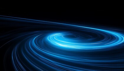 Wall Mural - abstract blue glowing spiral on dark background