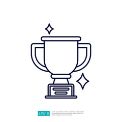 Poster - A simple line art illustration of a trophy, symbolizing achievement and success, with sparkles around it to emphasize its significance.