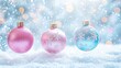 © Only AI Studio - Colorful Christmas ornaments on snow, white isolate background.