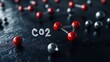 © Pumapala - 3D representation of carbon dioxide molecules with atoms and chemical notation.