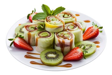 Wall Mural - spring fruit rolls, and they are garnished with fresh mint leaves