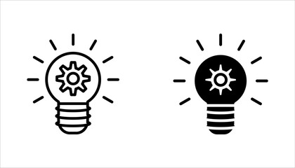 innovation icon set. Light bulb and cog inside. For web design. Vector illustration isolated on white background.	