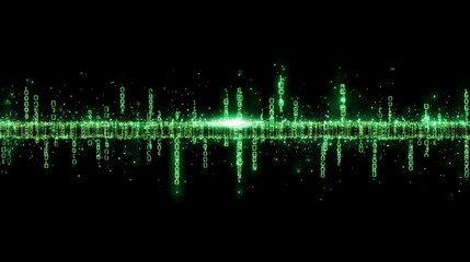 Poster - abstract digital binary code background green glowing data stream