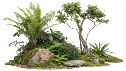 palm tree in the garden on a white background