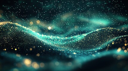 Poster - Dark green blue glowing grainy gradient background 