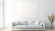 © Morninghead - modern living room featuring blank canvas wall art above white sofa Wall art mock up,