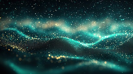 Poster - Dark green blue glowing grainy gradient background 