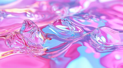 Poster - A close-up view of soft ripples on water in pastel shades of pink and blue, creating a tranquil atmosphere. 