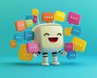 © Nattapat - Illustration of a friendly chatbot character with a smiling face, surrounded by colorful speech bubbles, showcasing engaging conversations created with generative AI