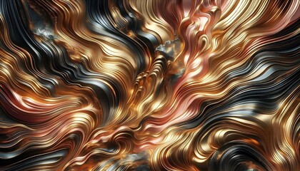 Dynamic gold and rose-gold metallic texture with rich, iridescent reflections luxury background,generative ai