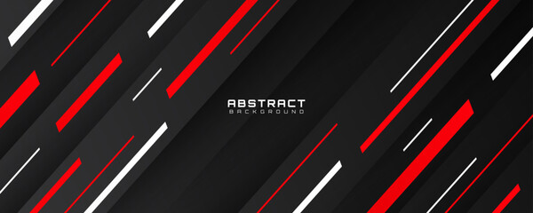 Poster - Black red abstract background overlap layer on dark space with diagonal lines effect decoration. Modern graphic design element cutout style concept for web banner, flyer, card, or brochure cover