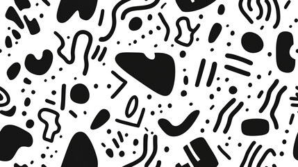 Poster - Black and white abstract doodle pattern. 