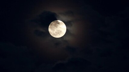 Wall Mural - Full moon and clouds moving at night