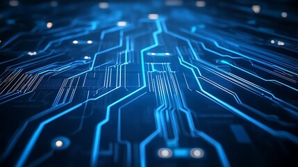 Poster - Abstract Circuit Board Background Smooth Blue Background with Copy Space for Advertisements