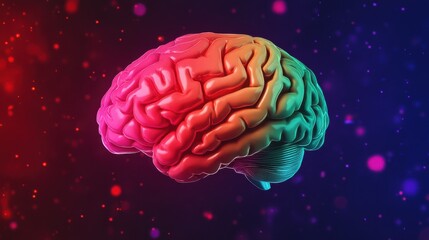 Poster - Colorful Abstract Brain with Lights