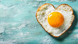 © Your Hand Please - heart-shaped fried egg sits on a colorful backdrop, symbolizing love and warmth. This playful, cheerful image evokes feelings of joy, comfort, and a fresh start to the day