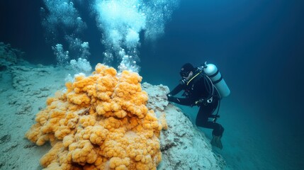 diver at an underwater volcanic vent