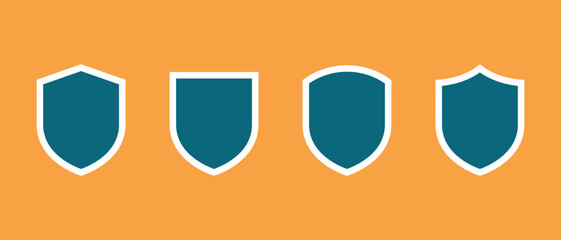 Fototapete - Shield, protection icon set in flat style. Defense, security sign symbol